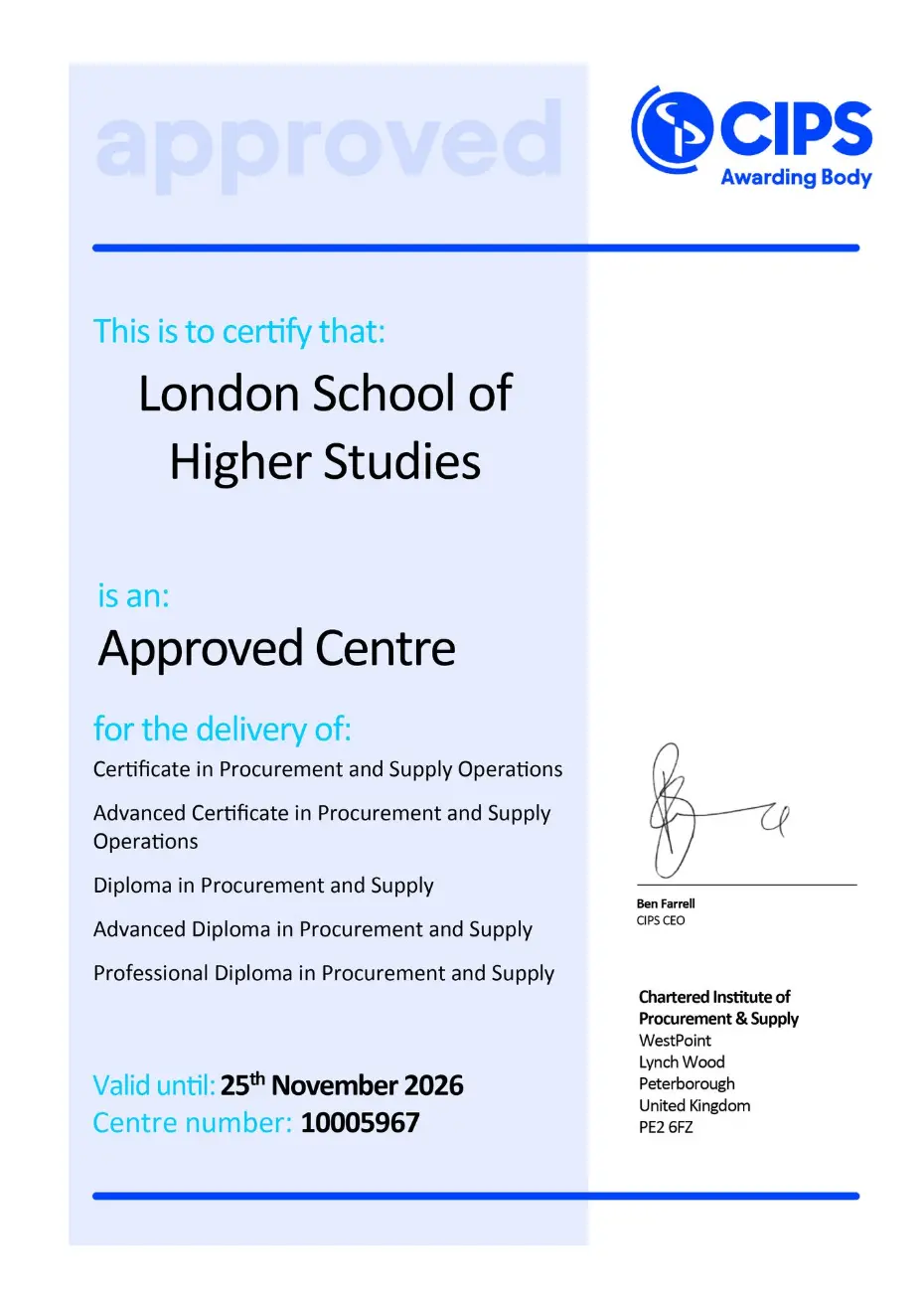 LSHS CIPS Approved Centre License
